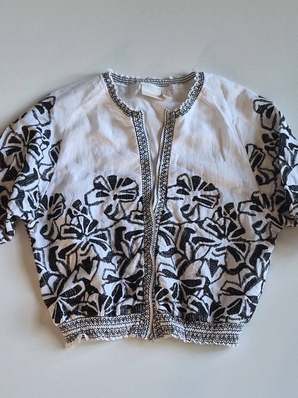 Chico's Black & White Floral Embroidered Jacket - Picture 5 of 6